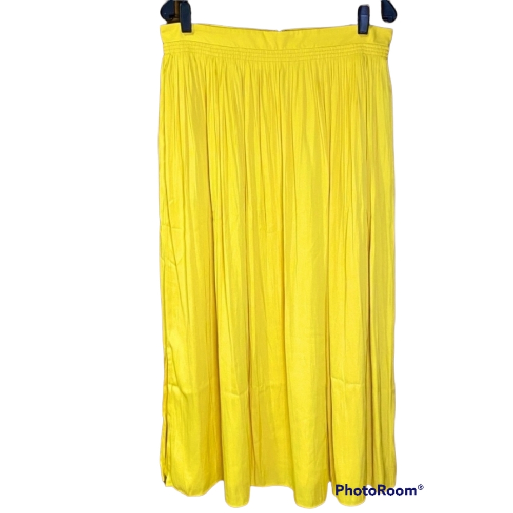 Ann Taylor: Women's Yellow Pleated Long Maxi Skirt
